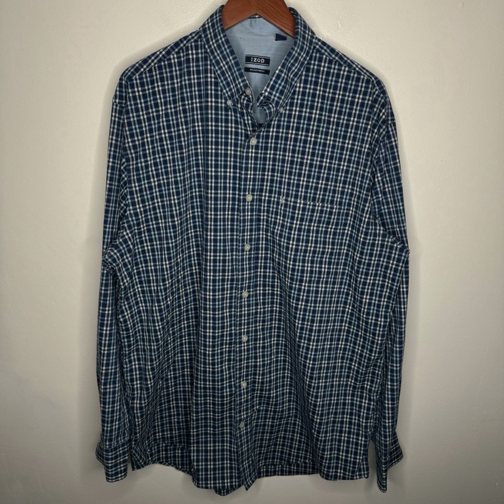IZOD Non-Iron Stretch Cotton Long Sleeve Button Down Shirt Size XLT
